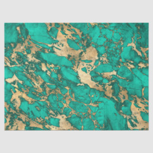 Modern Teal and Gold Marble Pattern Tissue Paper