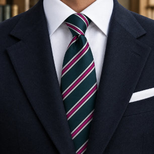 Modern Teal and Magenta Diagonal Stripe  Tie