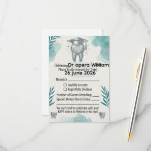 Modern Teal and Silver Dental Hygienist Graduation RSVP Card