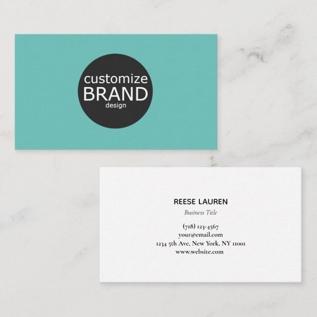 Modern Teal And White Minimalist Business Card (Front/Back)