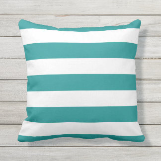 Modern Teal and White Stripes Throw Pillow