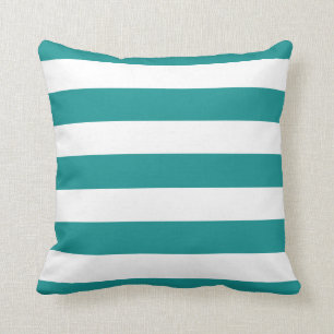 Modern Teal and White Stripes Throw Pillow