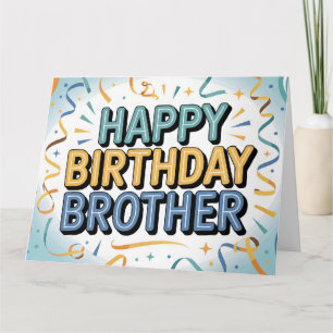 Modern Teal and Yellow "HAPPY BIRTHDAY BROTHER"  Card