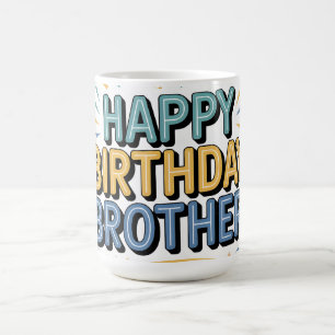 Modern Teal and Yellow "HAPPY BIRTHDAY BROTHER"  Coffee Mug