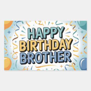 Modern Teal and Yellow "HAPPY BIRTHDAY BROTHER"  Sticker