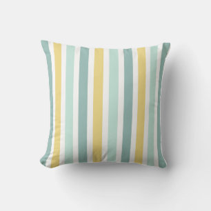 Modern Teal Aqua Gold Stripes Pattern Throw Pillow