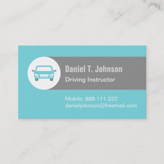 Modern Teal Automotive Car Driving Instructor Business Card (Front)