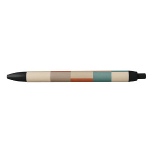 Modern Teal & Beige Geometric Blocks Black Ink Pen