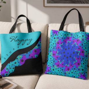 Modern Teal Black And Purple Wave Tote Bag