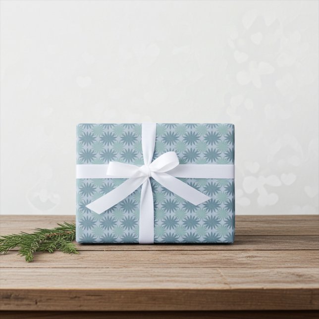 Modern Teal Blue and Summer Green Floral Pattern Wrapping Paper Sheet (Creator Uploaded)