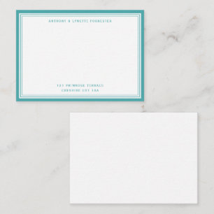 Modern Teal Blue Border Name & Address Card