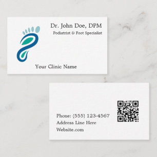 Modern Teal Blue Podiatry Foot Care Logo Business  Card