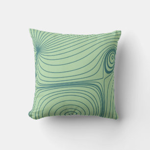 Modern Teal Blue Psychedelic Topographic Line Art Throw Pillow