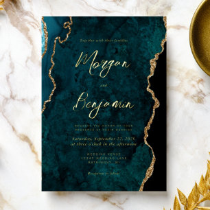 Modern Teal Blue Script Wedding