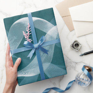 Modern Teal Blue Wave Motion Abstract Pattern Wrapping Paper