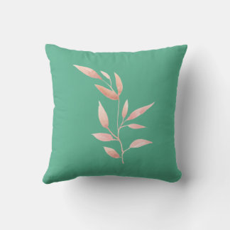 Modern Teal Botanical Leaves Decorative Throw Pillow