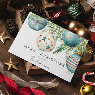 Modern Teal Christmas Bauble  Invitation