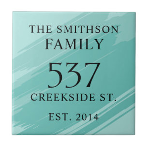  Modern Teal Date Established Address House Plaque Tile