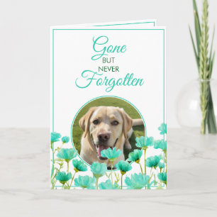 Modern Teal Floral Pet Loss Photo Sympathy Card