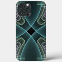 Modern Teal Geometric Fractal Art Graphic