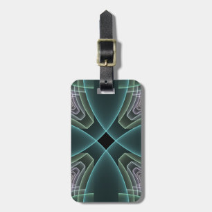 Modern Teal Geometric Fractal Art Graphic Luggage Tag
