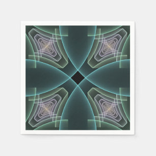 Modern Teal Geometric Fractal Art Graphic Napkin