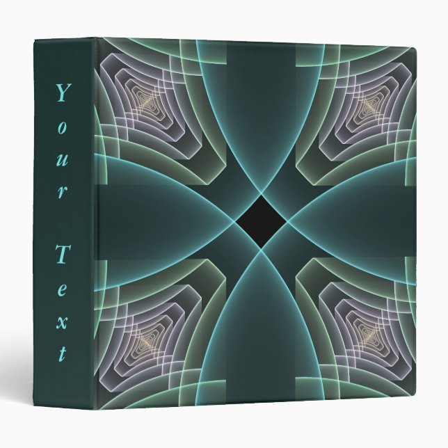 Modern Teal Geometric Fractal Art Graphic Own Text Binder (Front/Spine)