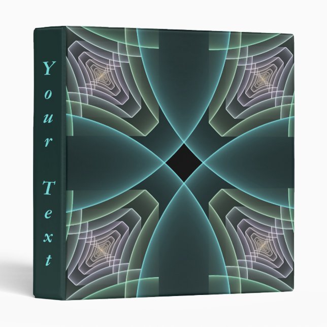 Modern Teal Geometric Fractal Art Graphic Own Text Binder (Front/Spine)