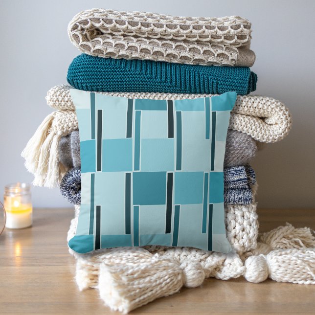 Modern Teal Geometric Pattern Throw Pillow (Creator Uploaded)