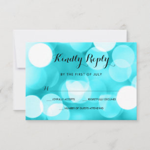 Modern Teal Glitter Lights Bat Mitzvah RSVP