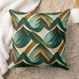 Modern Teal Gold Abstract Geometric Pattern Throw Pillow
