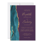 Modern Teal Gold Agate Purple Wedding