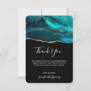 Modern Teal & Gold Agate Stone Abstract Thank You