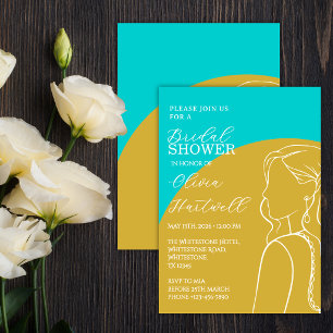 Modern Teal & Gold Bridal Shower Invitation