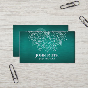 Modern Teal & Gold Mandala Yoga Instructor Busines Business Card