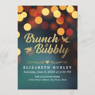 Modern Teal Gold Sparkle Bokeh Light Bridal Shower Invitation