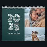 Modern Teal Green Bold Typography 3 Photo Family Calendar<br><div class="desc">Modern Teal Green Bold Typography 3 Photo Family Calendar with room to place your favourite family photos,  3 photo grid layout inside. Background colour can be changed in the design tool if you like.</div>