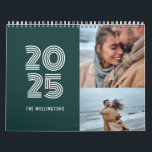 Modern Teal Green Bold Typography 3 Photo Family Calendar<br><div class="desc">Modern Teal Green Bold Typography 3 Photo Family Calendar with room to place your favourite family photos,  3 photo grid layout inside. Background colour can be changed in the design tool if you like.</div>