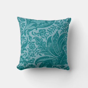 Modern Teal Green Botanical Throw Pillow
