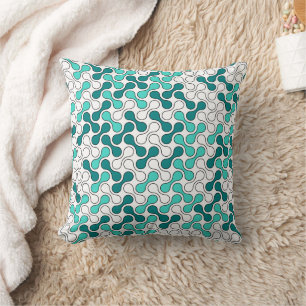 Modern Teal Green Geometric Metaball Pattern Throw Pillow
