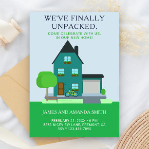 Modern Teal Green Home Housewarming Party Invite