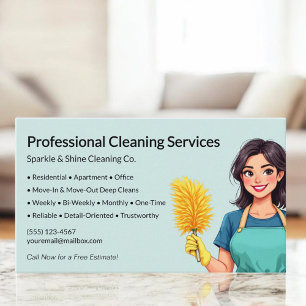 Modern Teal Green Maid House Cleaning Service Business Card