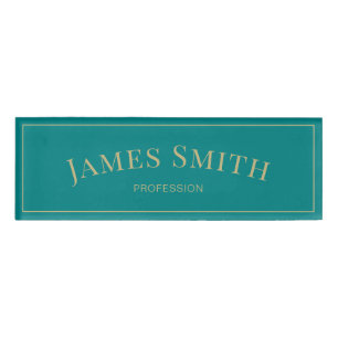 Modern Teal Green Polished Corporate Style Name Tag