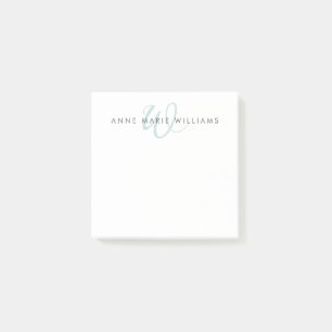 Modern Teal Green Teal Script Monogram Post-it Notes
