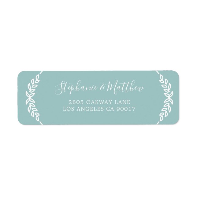 Modern Teal Green White Leaves Elegant Wedding (Front)