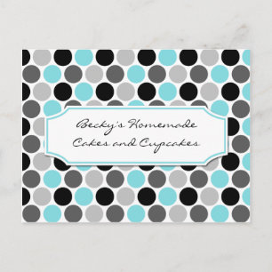 Modern Teal Grey Black Circles Recipe Cards
