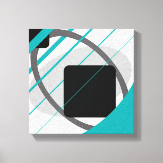 Modern Teal Grey Black Off White - Wrapped Canvas