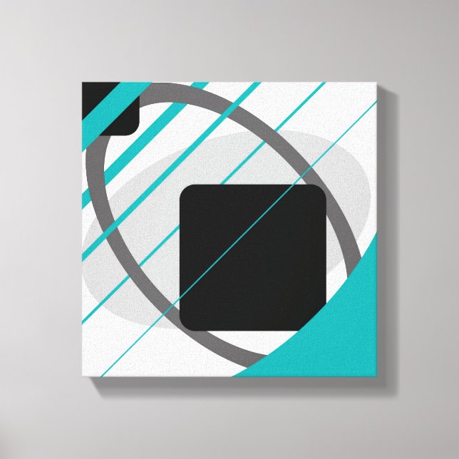 Modern Teal Grey Black Off White - Wrapped Canvas (Front)