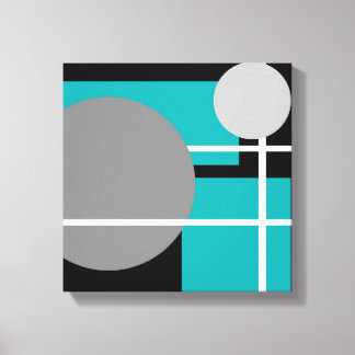 Modern Teal Grey Black White - Wrapped Canvas