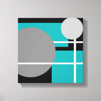 Modern Teal Grey Black White - Wrapped Canvas